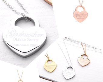 Godmother Gift | Godmother Necklace | Gift ideas for Godmothers | Personalised Gift for Godmother | Lock Heart Necklace (B013)