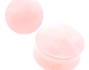 Ear Plugs Solid Rose Quartz ear gauges double saddle