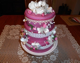 Valentine FAUX Cake, Prop Cake, Fake Cake for No Calorie Celebration, Photo Op for Party, Birthday, Pretty Pink Cake for Lasting Decoration