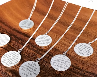 Cotton Anniversary Gift for Wife / Personalized Necklace with your Wedding Vows or Lyrics on COTTON / 2nd Anniversary Gift for Her / Woman