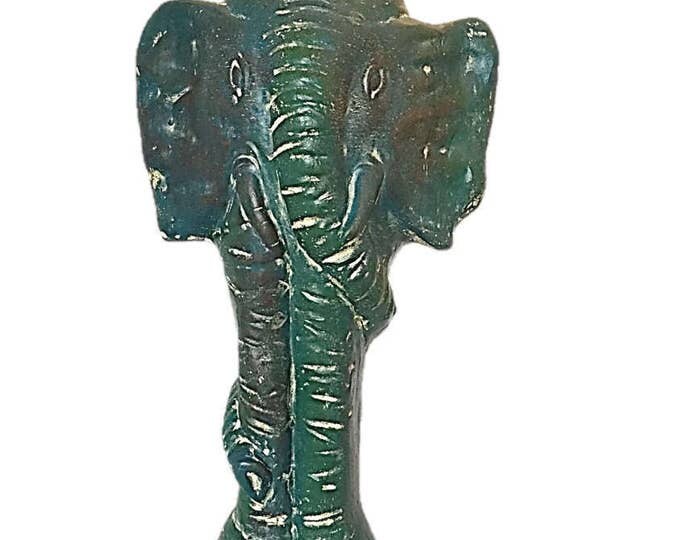 Large Vintage Ceramic Elephant | Africa Art Standing with Wrapped Trunk | Made in Ghana Teen
