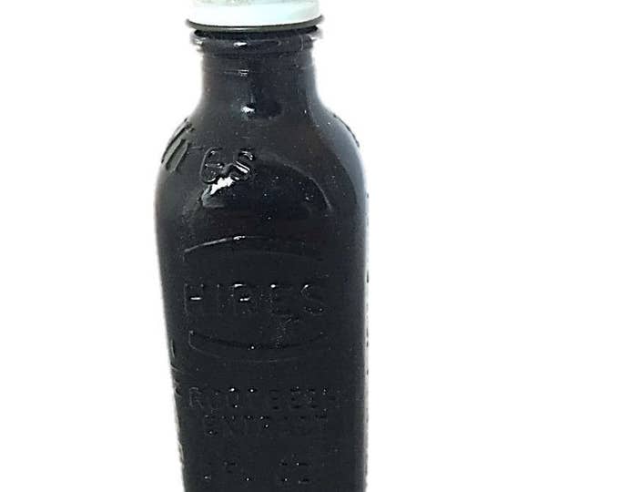 Vintage 1970s It's High Time For Hires Root Beer Extract Bottle With Directions Embossed Home Recipe