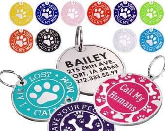 Dog Tag Personalized Pet ID Custom Engraved Enamel