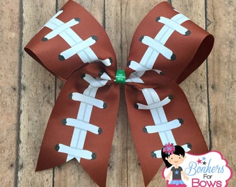 football cheer bow, laces cheer bow, football hair bow, football bow
