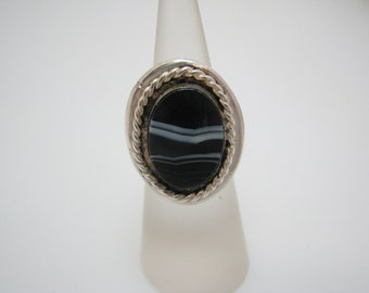 Beautiful Unique Sterling Silver Ring with Black Sardonyx