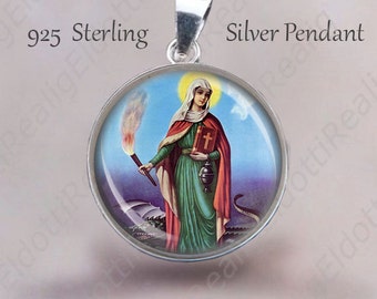 St Martha w Dragon Pendant. Catholic Medal 925 Sterling Silver Medal. Saint Patron Protection Catholic Jewelry. NEW