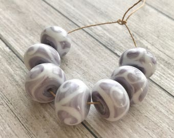 Organic Lampwork handmade glass bead - Purple white lampwork focal bead - Rustic beads