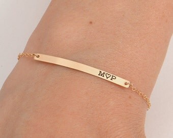 Gold Bar Bracelet, Bar Bracelet, Name Engraved Bracelet, GOLD, ROSEGOLD, SILVER, Bridesmaid Jewelry, Nameplate Bracelet, Valentines Day