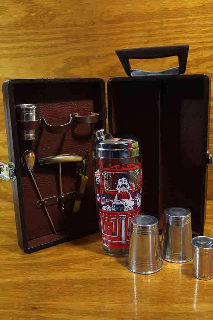 Vintage Travel Bartender's Bar Kit Carry Case