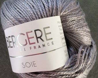 Soie by Bergere de France, Silk Yarn, Hand Knitting Yarn, Color Fer, Silver Gray Color, Sport Weight,