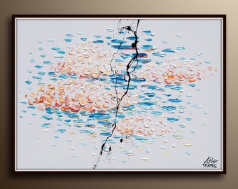 Clouds 47" cloud Abstract art painting Original Oil painting on canvas Hand made thick paint Modern Art By Koby Feldmos