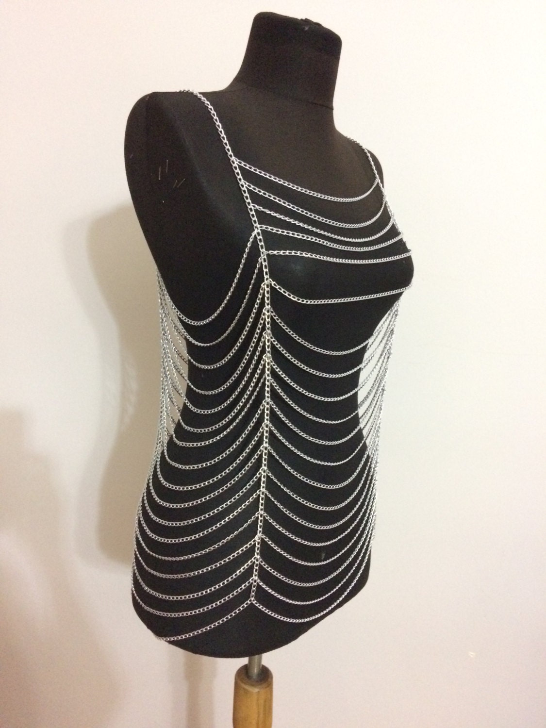 Silver Chain Dress Layered Chain Dress Dress Body Chain