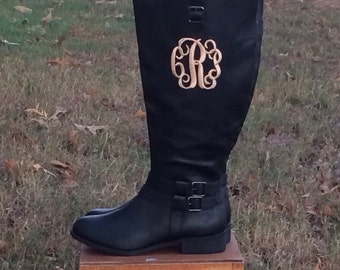 Wide Calf Monogrammed Boots- Preppy Riding Boots- Extended Calf Boots/Front or Side monogram