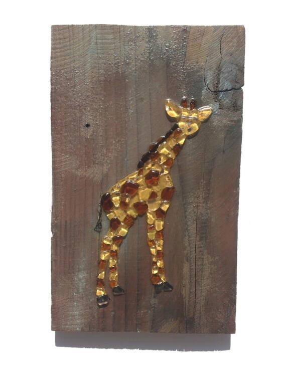 Sea Glass Giraffe wall decor sea glass mosaic on by SignsOf