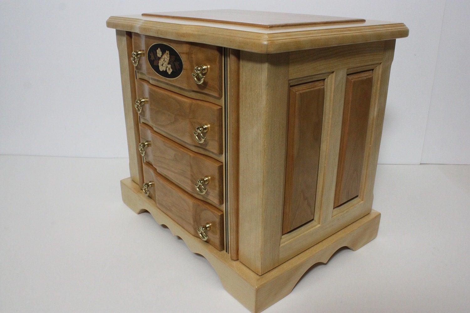 Handmade Cherry Wood Jewelry Box For Sale