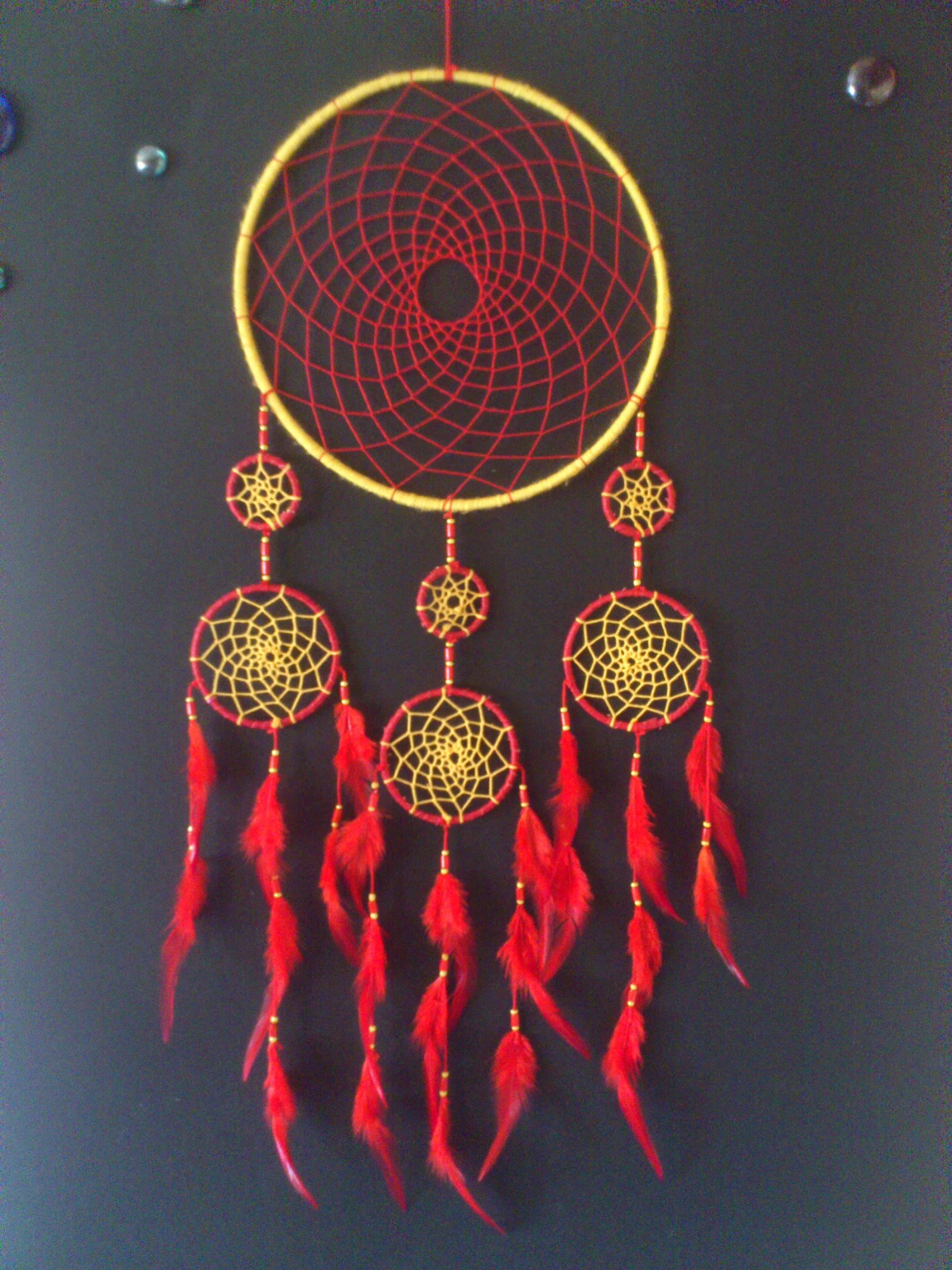 Large Dream catcher handmade wall decor red and yellow