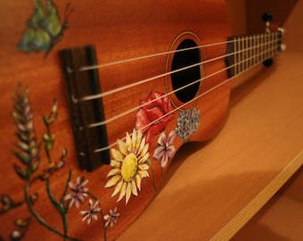 British Wildflower Hand Painted Ukulele