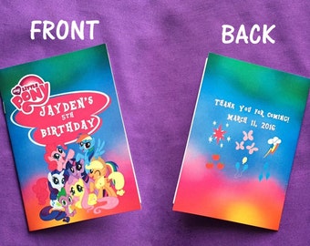 12 Personalized My Little Pony Coloring Books, Party Favors