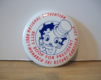 Fantastic Vintage Betty Boop National Convention Pinback Button from 1980 - Unused