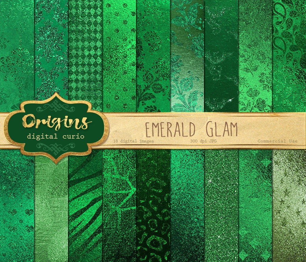 Emerald Green Glam Digital Paper emerald digital paper green