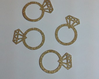 Ring Confetti, Engagement Ring, Engagement Party Decorations, Bachelorette Party, Wedding, Bridal Shower, Gold