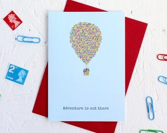 New House Card, New Adventure, House with Balloons, Congratulations Card, Moving House Card, Adventure is Out There, Birthday Card, UP Card