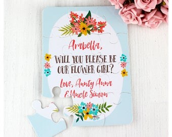 Small flower girl personalised proposal jigsaw puzzle