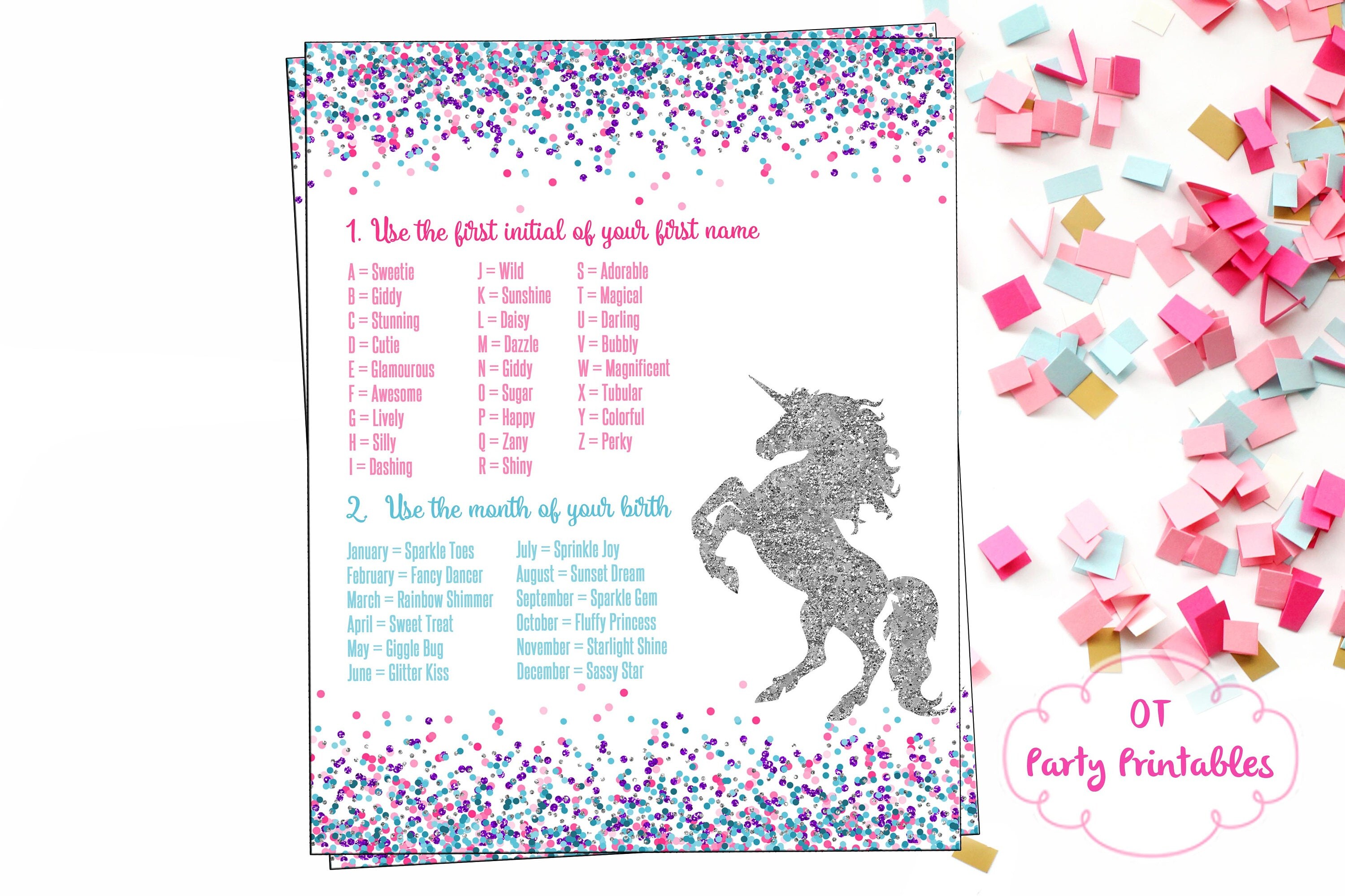 instant download unicorn name generator unicorn party