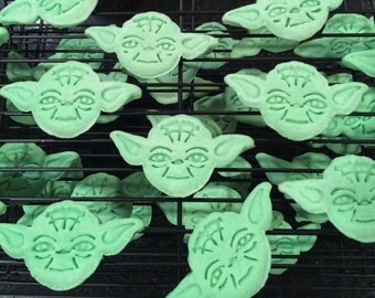 One Dozen Yoda Cookies, Star Wars Cookies, Sugar Cookies, Party Dessert, Birthday Present, Gift For Men, Gift For Him