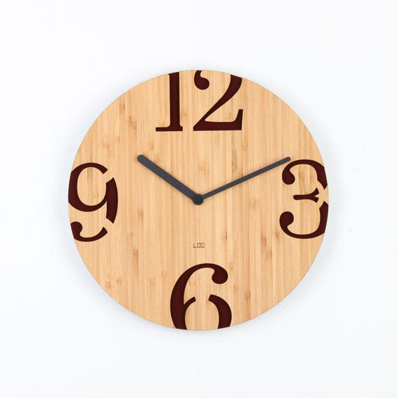 big cut out numbers wall clock retro brown