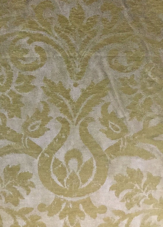 Light Gold Distressed Silk Damask Fabric By The Yard