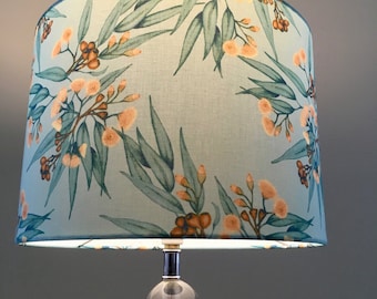 Eucalyptus and gum nuts lamp shade, mint drum lamp shade, eucalypt lamp shade, gumnuts,