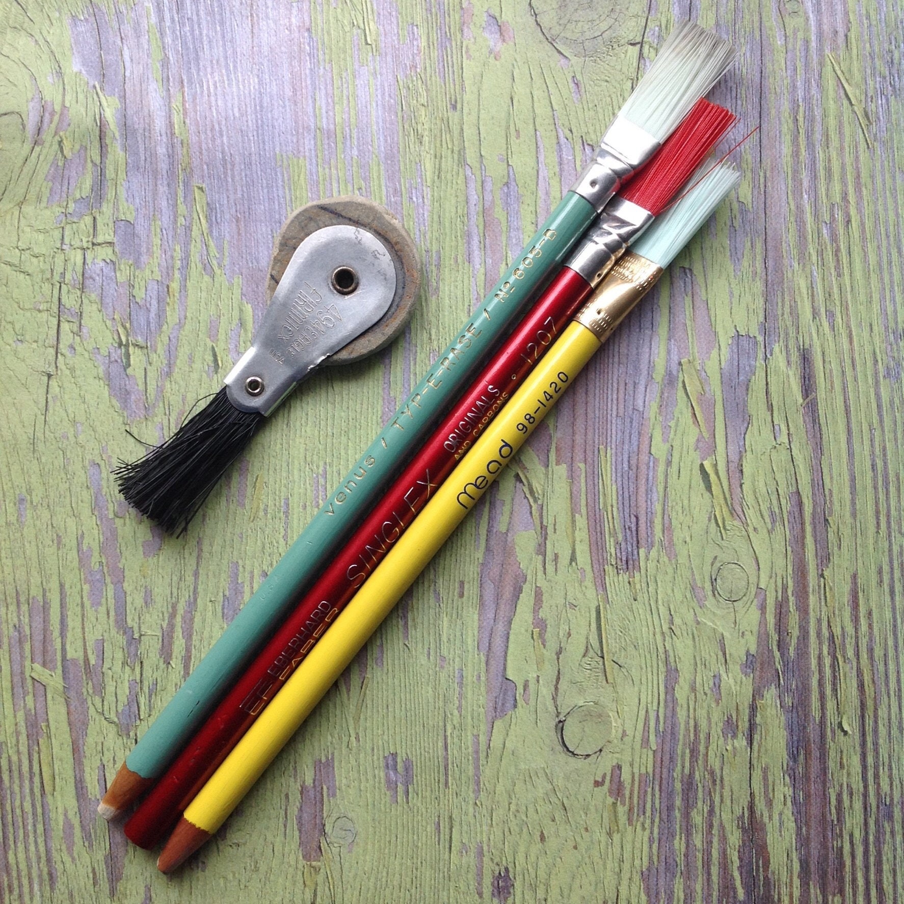 Vintage typewriter wheel three pencil style typewriter erasers