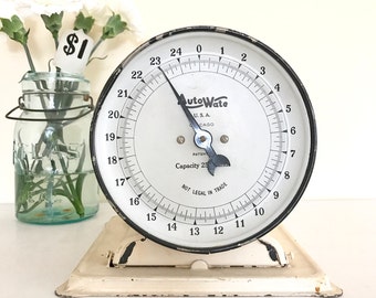 Vintage Farmhouse Kitchen Scale / Vintage Household Scale / Pedestal Scale by AutoWate