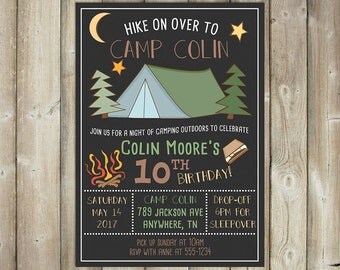 Camping Birthday Invitation - DIGITAL FILE