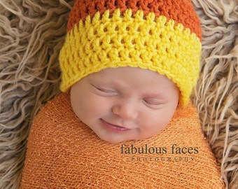 Newborn Candy Corn Hat, Newborn Photography Prop, Newborn boy, newborn girl, crochet hat