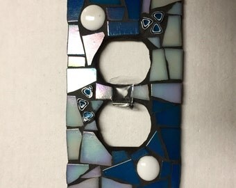 Stained-glass mosaic abstract switch-plate cover