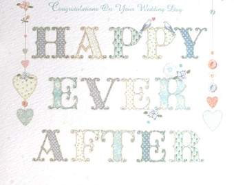 Wedding card Happy Ever After on your wedding day card, Glitter sweet Congratulations on your wedding day greeting card