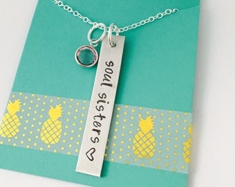 Soul Sisters Necklace, Best Friends Necklace - Hand Stamped Soul Sisters Necklace, Best Friend Gift