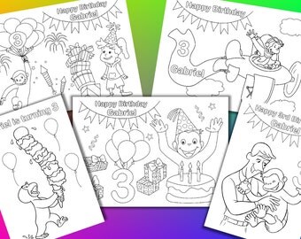 Curious George Birthday Party coloring pages, activity PDF file