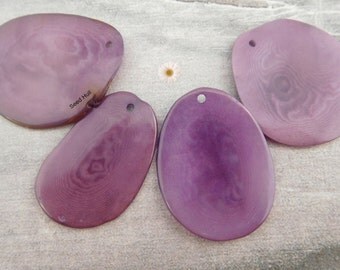 Tagua Thin Slices Light Violet Top Drilled (10),Tagua Nut beads,vegetable ivory, natural beads, ethnic beads tagua jewelry organic beads