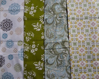 Fabric Bundle of Green and Blue Fabric 1/2 Yard Pieces