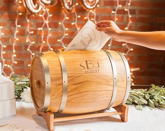 Monogram Wine Barrel Wedding Reception Card Holder Personalized Wedding Decorations