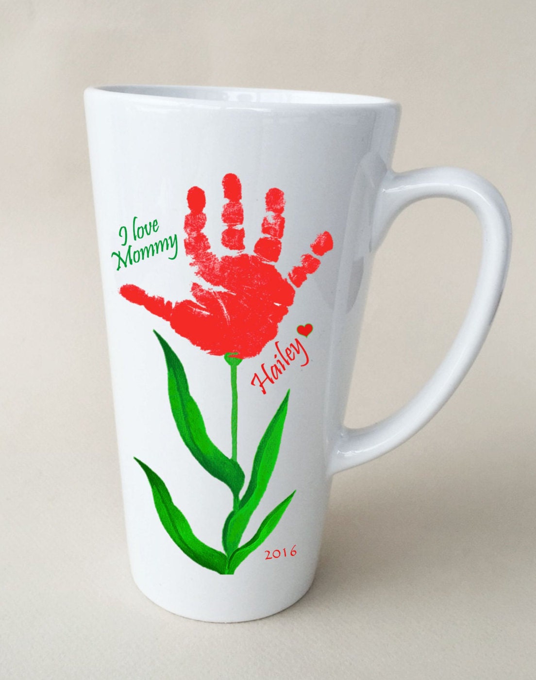 Handprint Flower & Handprint LATTE Mugs Treasured Gift for