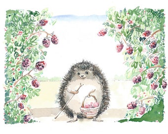 Hedgehog Print, Hedgehog, Nursery Art,