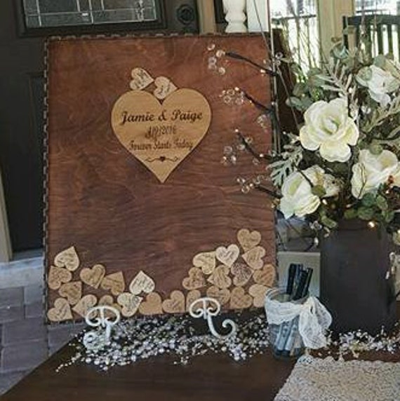 Wedding guestbook drop top shadow box by RIPTideEngraving on Etsy