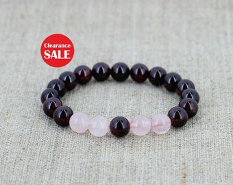 Garnet bracelet Rose quartz bracelet Taurus jewelry January birthstone bracelet for mom gifts for girlfriend gift for men gift for boyfriend