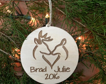 Deer Ornament, Christmas Ornament, Christmas Gift, Custom, Personalized, Tree Ornament, Personalized Gift, Rustic Woodland Ornament