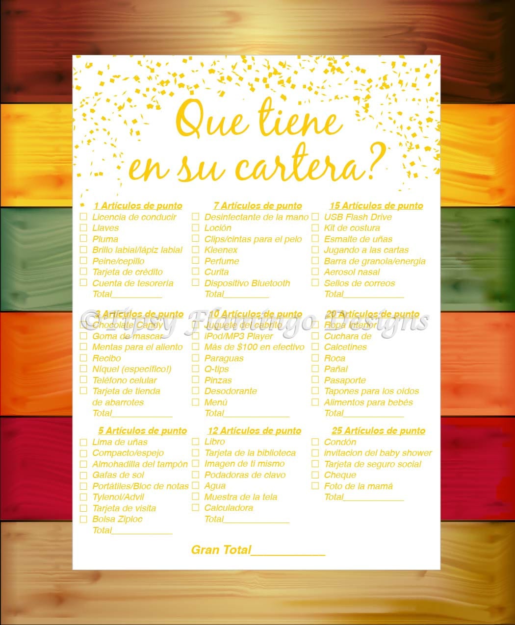 spanish baby shower game whats in your purse shower