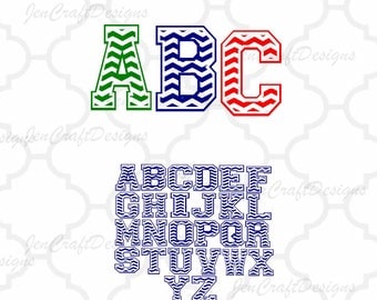 Chevron Alphabet Monogram font, SVG DXF Png EPS, A-Z alphabet Cutting files for use with Silhouette and Cricut Design Space.